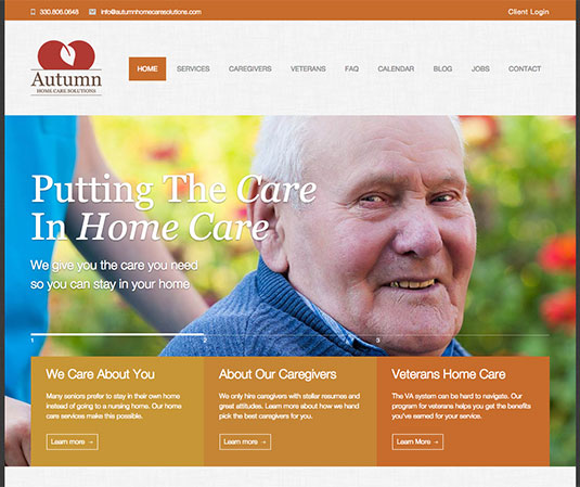 Autumn Home Care Solutions Website Homepage