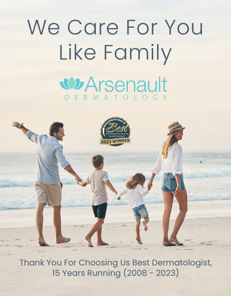 Directory ad for Arsenault Dermatology: "We Care for You Like Family," Bradenton's Best, 2023. Designed by Josh Miller