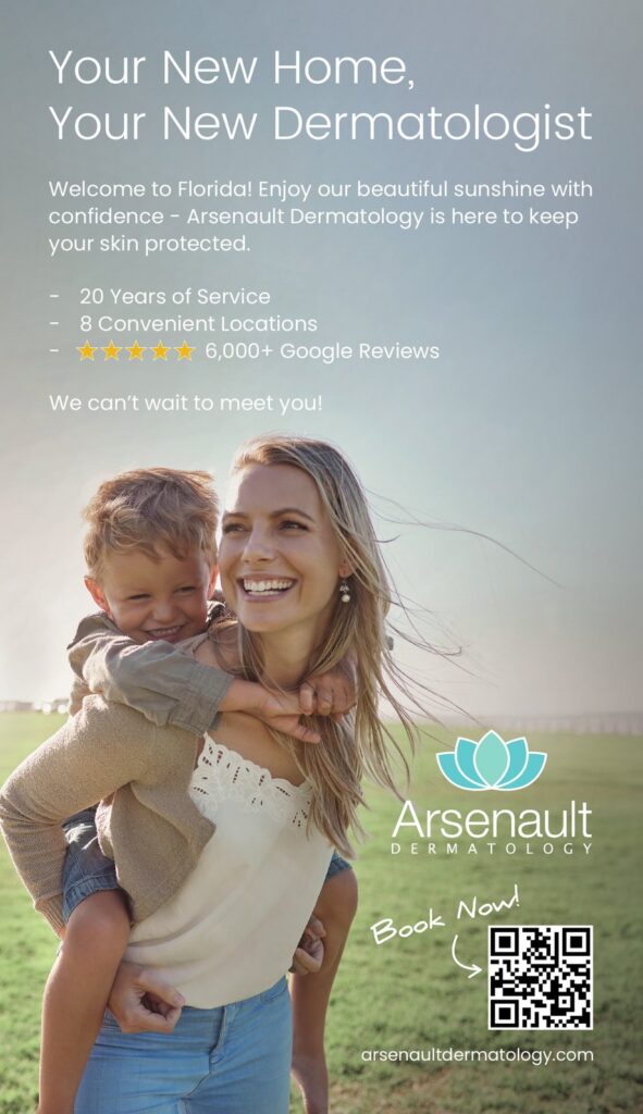 Guide ad for Arsenault Dermatology: "Your New Home, Your New Dermatologist," Venice Newcomers Guide, 2024. Designed by Josh Miller