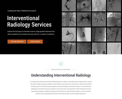 Healthcare web design portfolio: the interventional radiology page for Florida Radiology Consultants