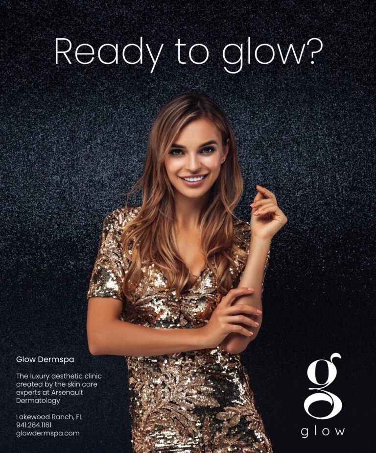 Magazine ad for Glow Dermspa: "Ready to Glow," SRQ Magazine, 2021. Designed by Josh Miller