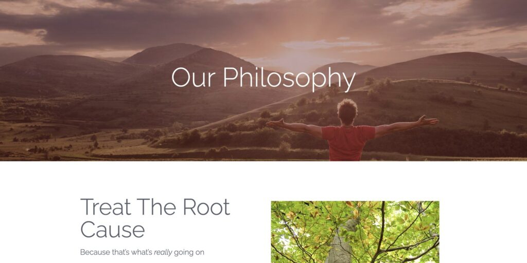 Optimal Health Institute of Ohio Our Philosophy page: Treat The Root Cause, because that's what's really going on
