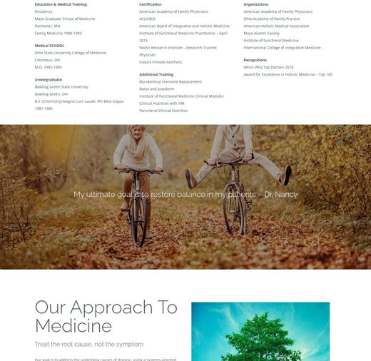 Dr. Nancy Fazekas Grubb's training and Our Approach To Medicine on the Optimal Health Institute of Ohio about page