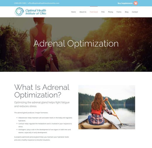 Adrenal optimization page on the Optimal Health Institute of Ohio website