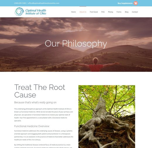 Our Philosophy page on the Optimal Health Institute of Ohio website: treat the root cause