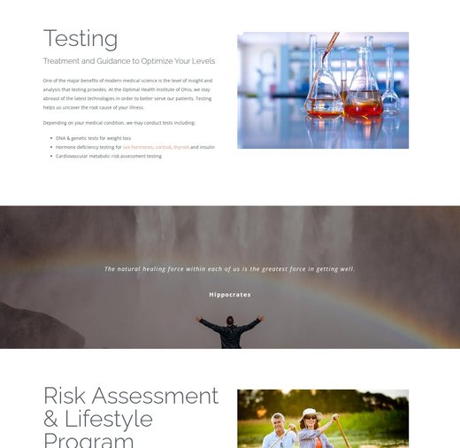 Testing and risk assessment services on a functional medicine website