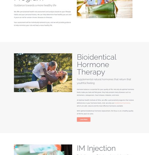 Bioidentical hormone therapy section on the Optimal Health Institute of Ohio services page