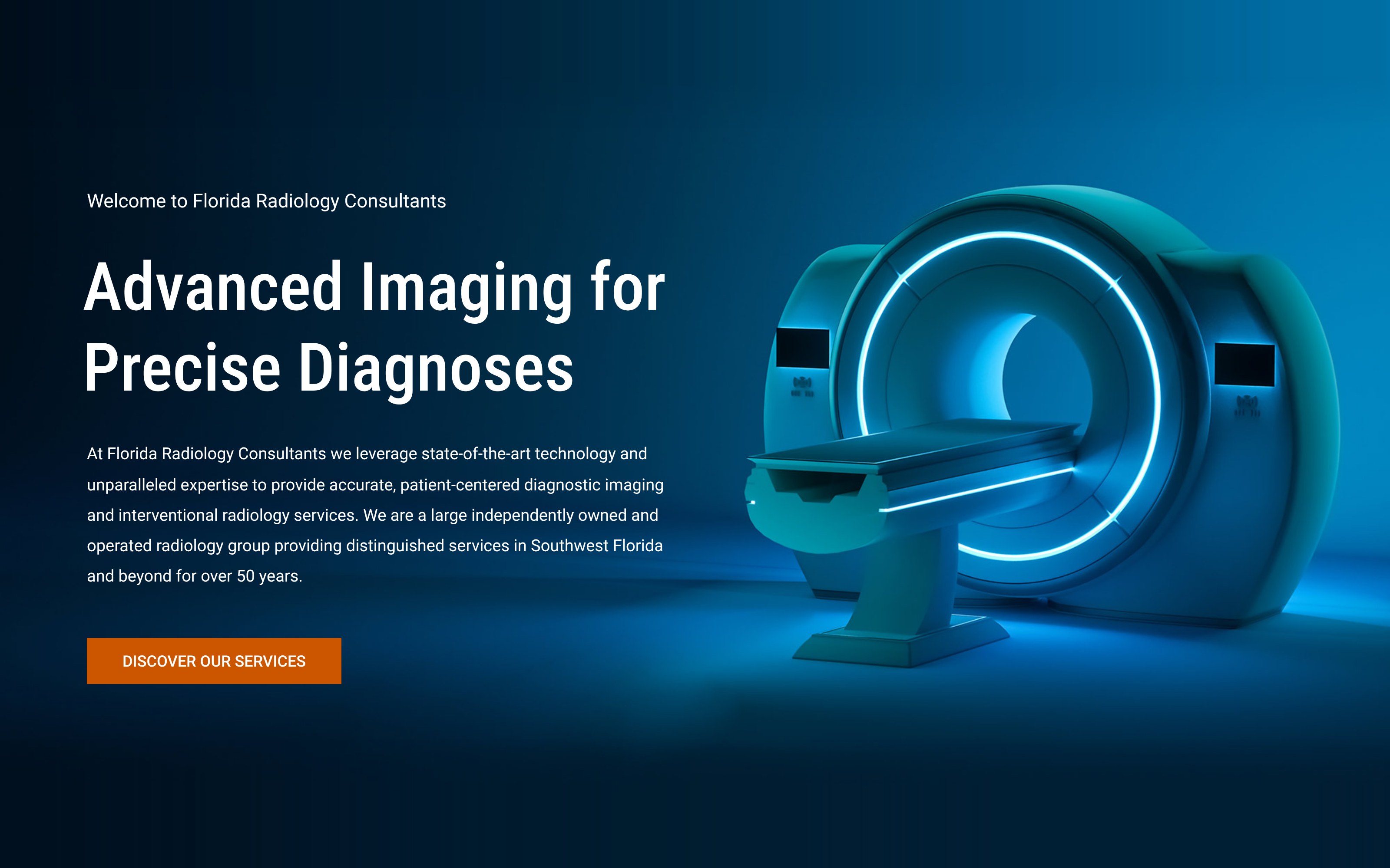 Florida Radiology Consultants homepage, Advanced Imaging for Precise Diagnoses: a radiology website design and SEO case study for an independent radiology group